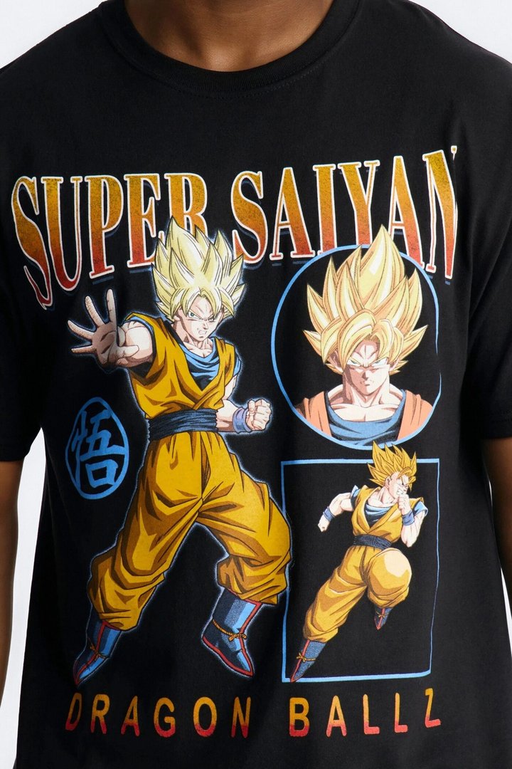 Dragon Ball Z Super Saiyan Son Goku Oversized Short Sleeve Tee - Black