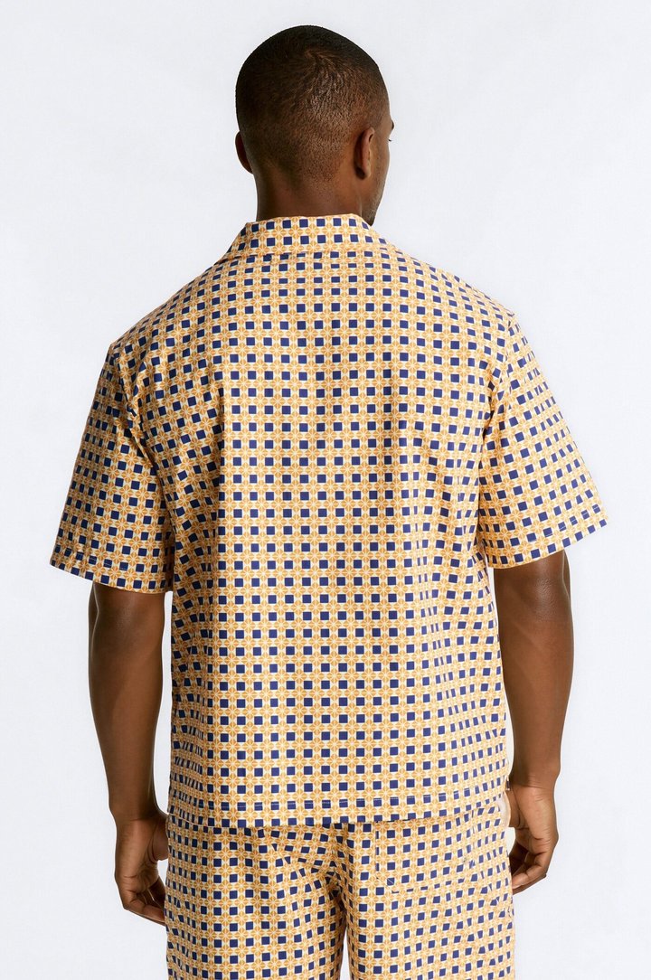 Relaxed Laguna Mosaic Cuban Collar Button Up Shirt - Multi Color