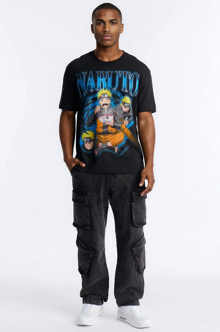 Naruto Ramen Oversized Short Sleeve Tee - Black