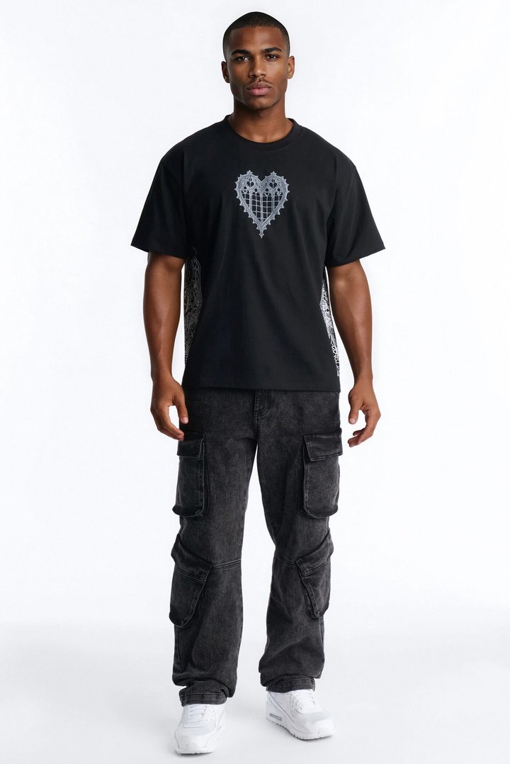 Love Conquers All Oversized Short Sleeve Tee - Black