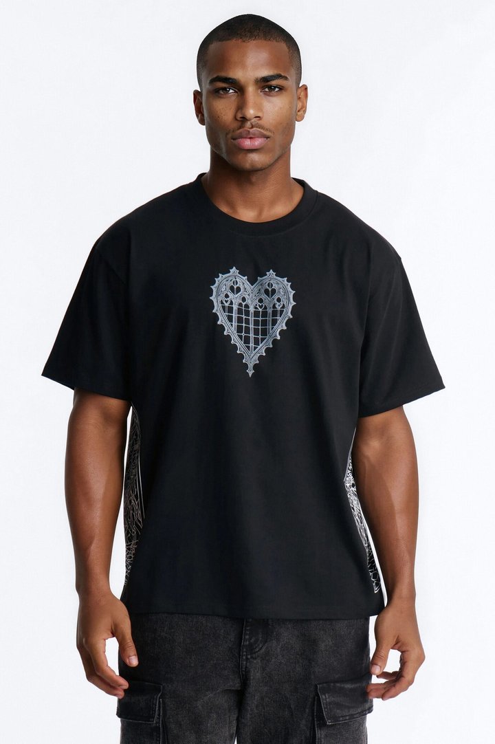Love Conquers All Oversized Short Sleeve Tee - Black