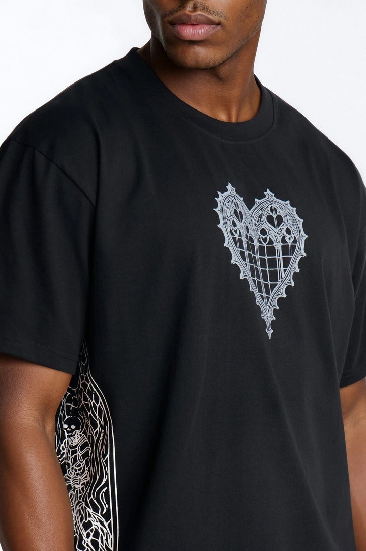 Love Conquers All Oversized Short Sleeve Tee - Black