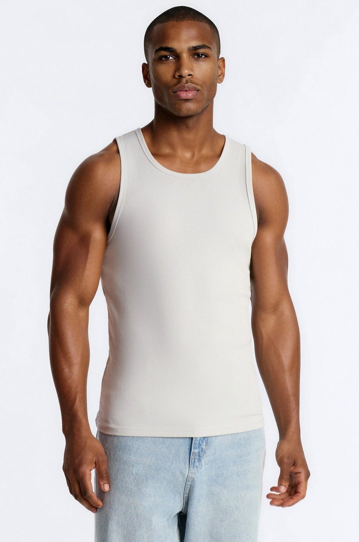 Classic Ribbed Tank Top - Grey