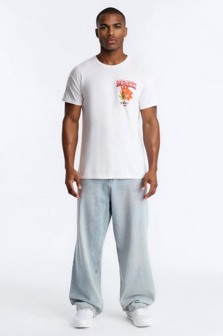 San Francisco Flower Graphic Short Sleeve Tee - White