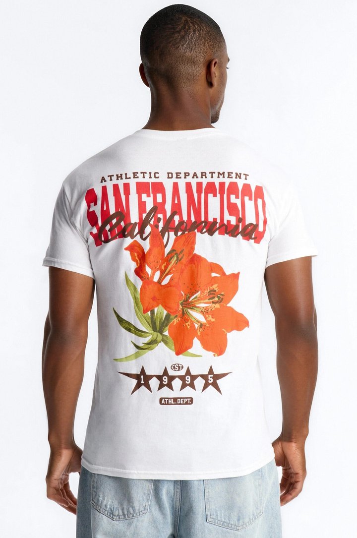 San Francisco Flower Graphic Short Sleeve Tee - White