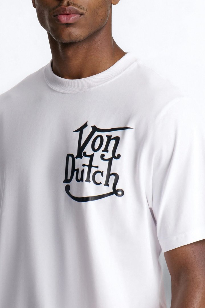 Von Dutch Logo Boxy Heavyweight Short Sleeve Tee - White