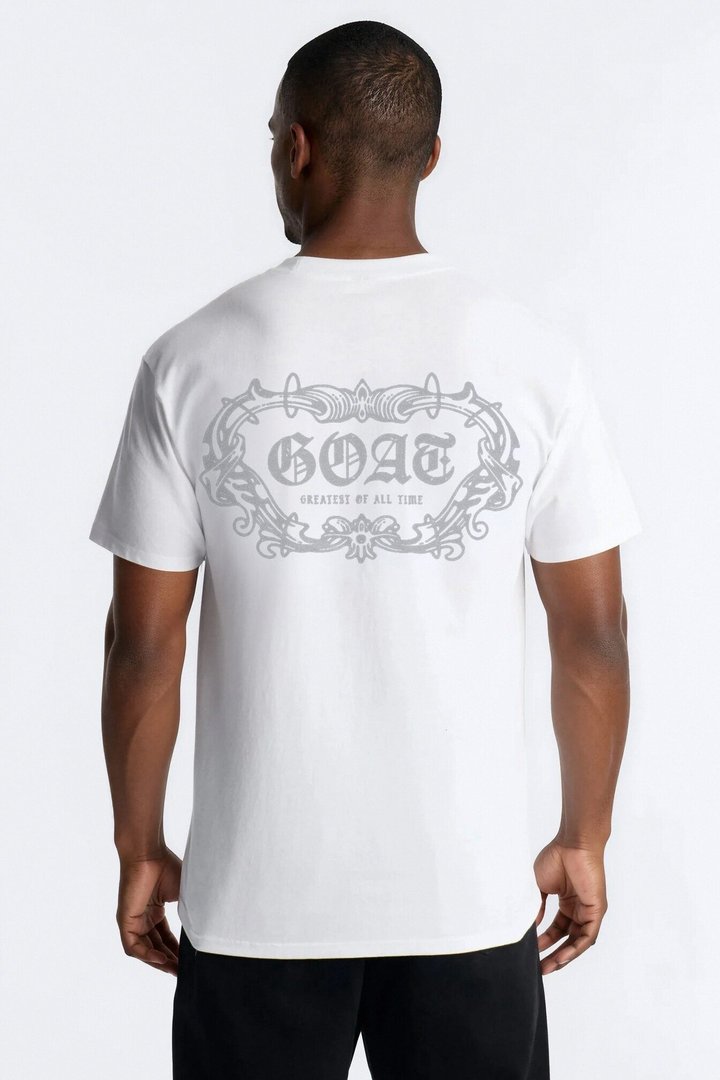 Gothic Goat Oversized Short Sleeve Tee - White