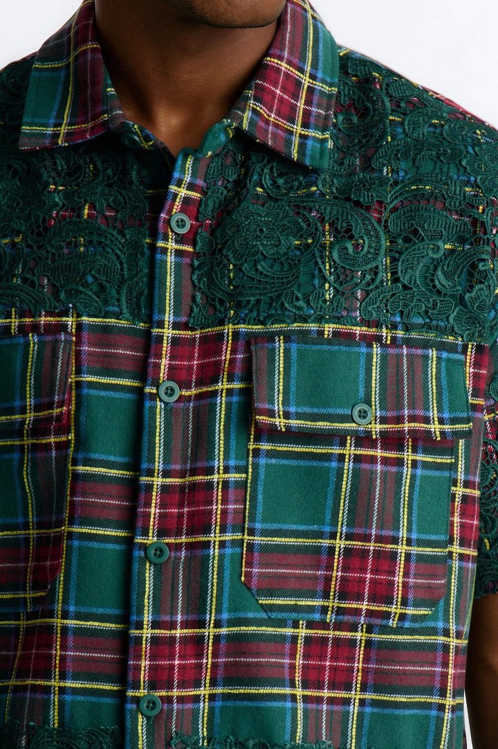 Boxy Garden Of Tomorrow Plaid Button Up Shirt - Green/combo