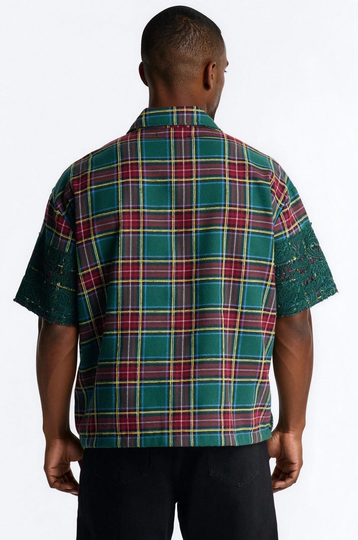 Boxy Garden Of Tomorrow Plaid Button Up Shirt - Green/combo