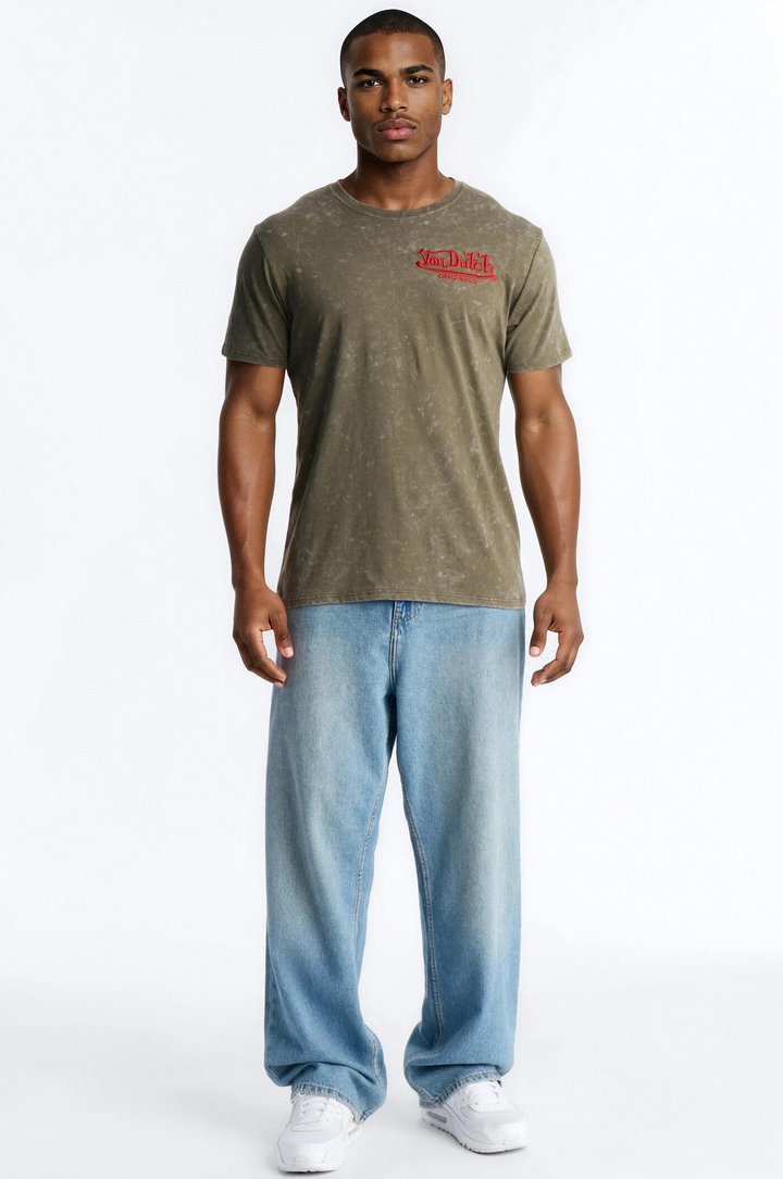 Von Dutch Dragon Vintage Heavyweight Short Sleeve Tee - Olive