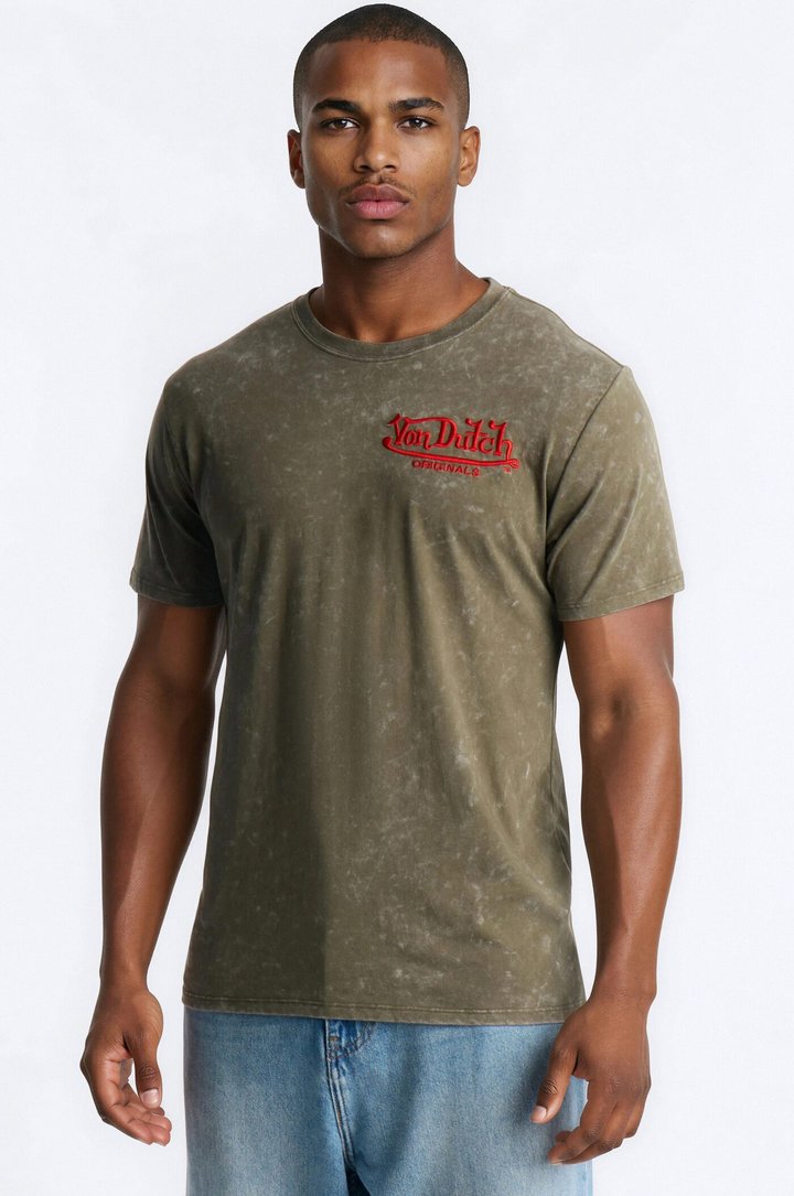 Von Dutch Dragon Vintage Heavyweight Short Sleeve Tee - Olive
