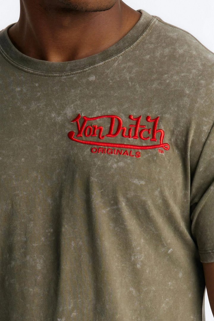 Von Dutch Dragon Vintage Heavyweight Short Sleeve Tee - Olive