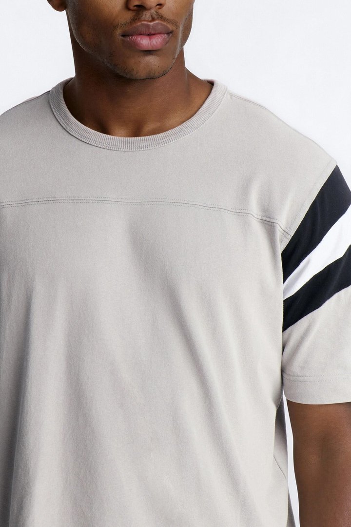 Boxy Varsity Stripe Tee - Grey/combo