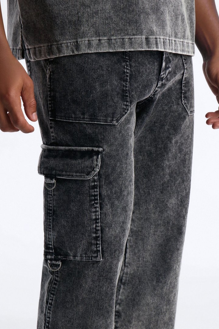 Ohio Corduroy Straight Pant - Black Wash
