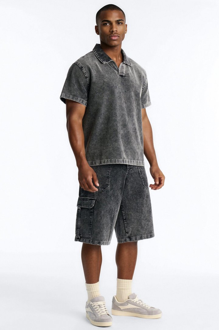 Ohio Corduroy Baggy Short - Black Wash