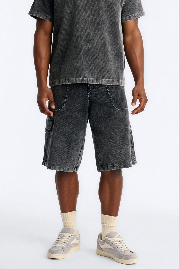 Ohio Corduroy Baggy Short - Black Wash