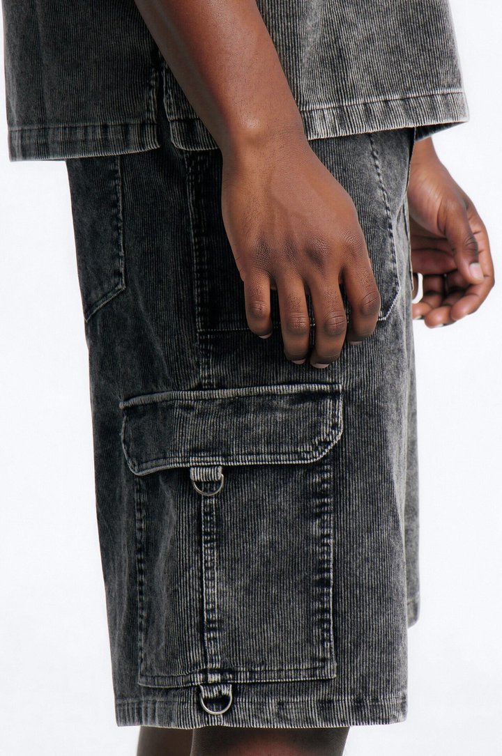Ohio Corduroy Baggy Short - Black Wash