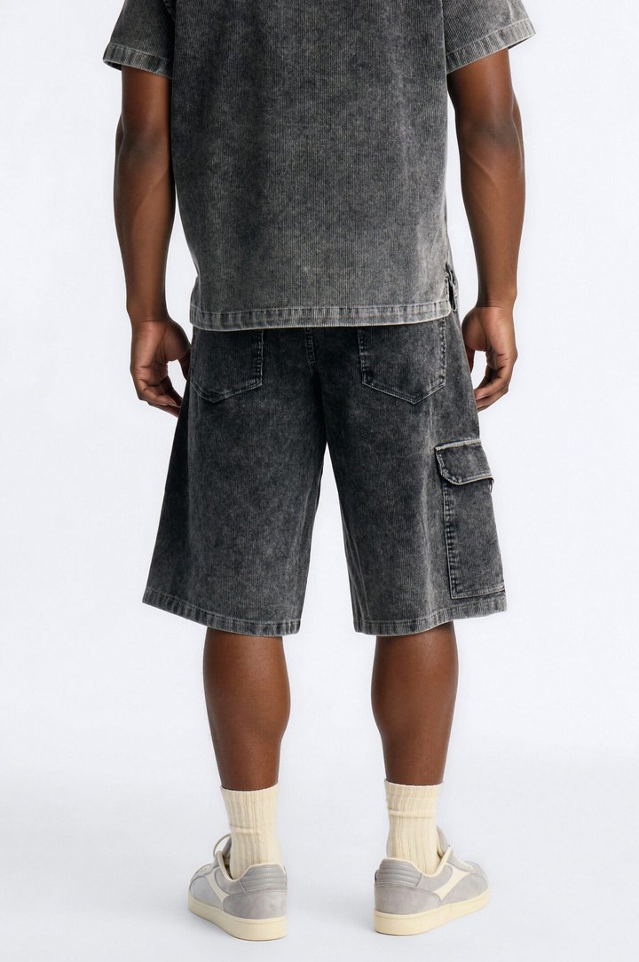 Ohio Corduroy Baggy Short - Black Wash