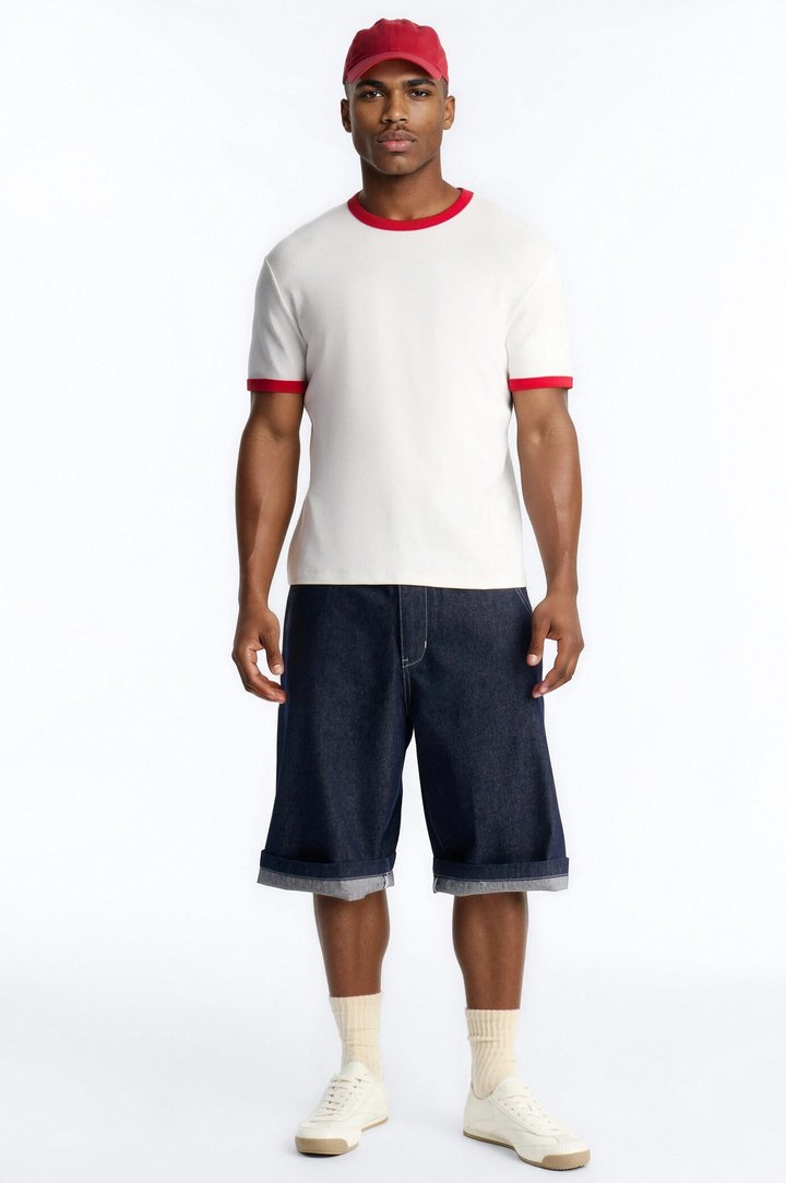 Classic Cuff Baggy Denim Short - Dark Wash