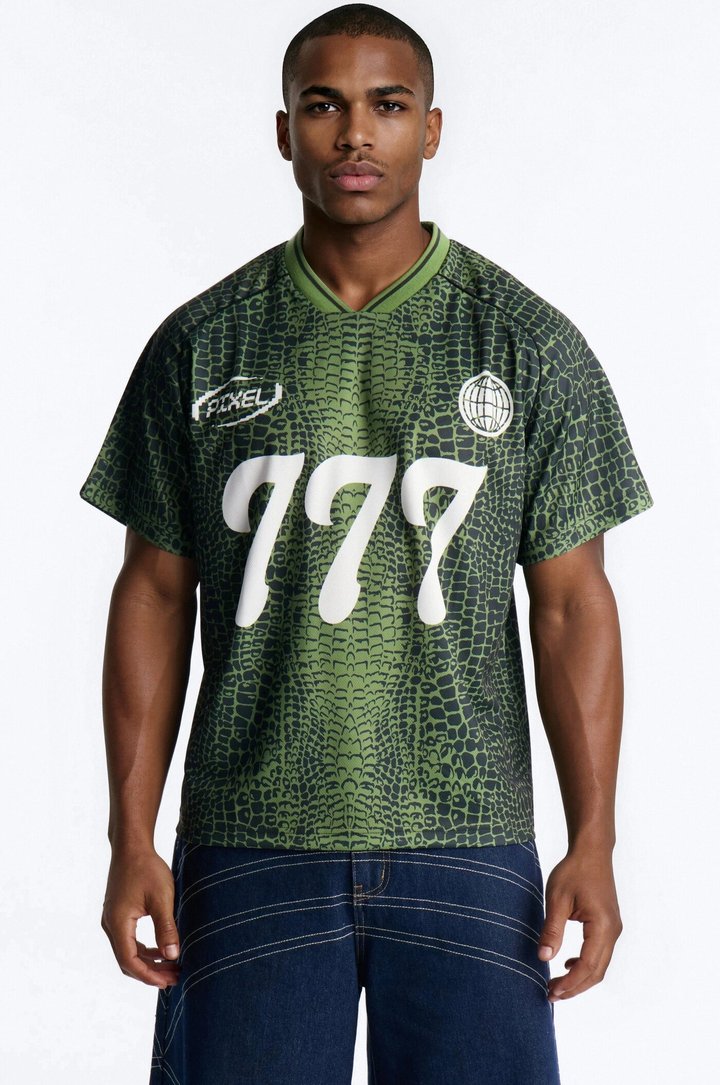 Lucky 777 V-Neck Soccer Jersey - Green