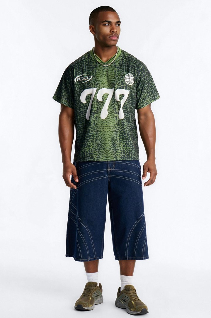 Lucky 777 V-Neck Soccer Jersey - Green