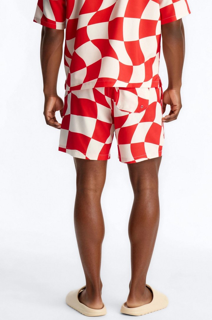 Apex Sector Checkered Swim Trunk 7″ - Red