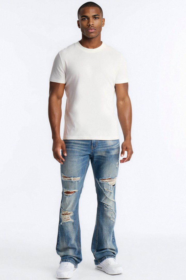 Stacked Skinny Flare Les Amandiers Jean - Vintage Blue Wash