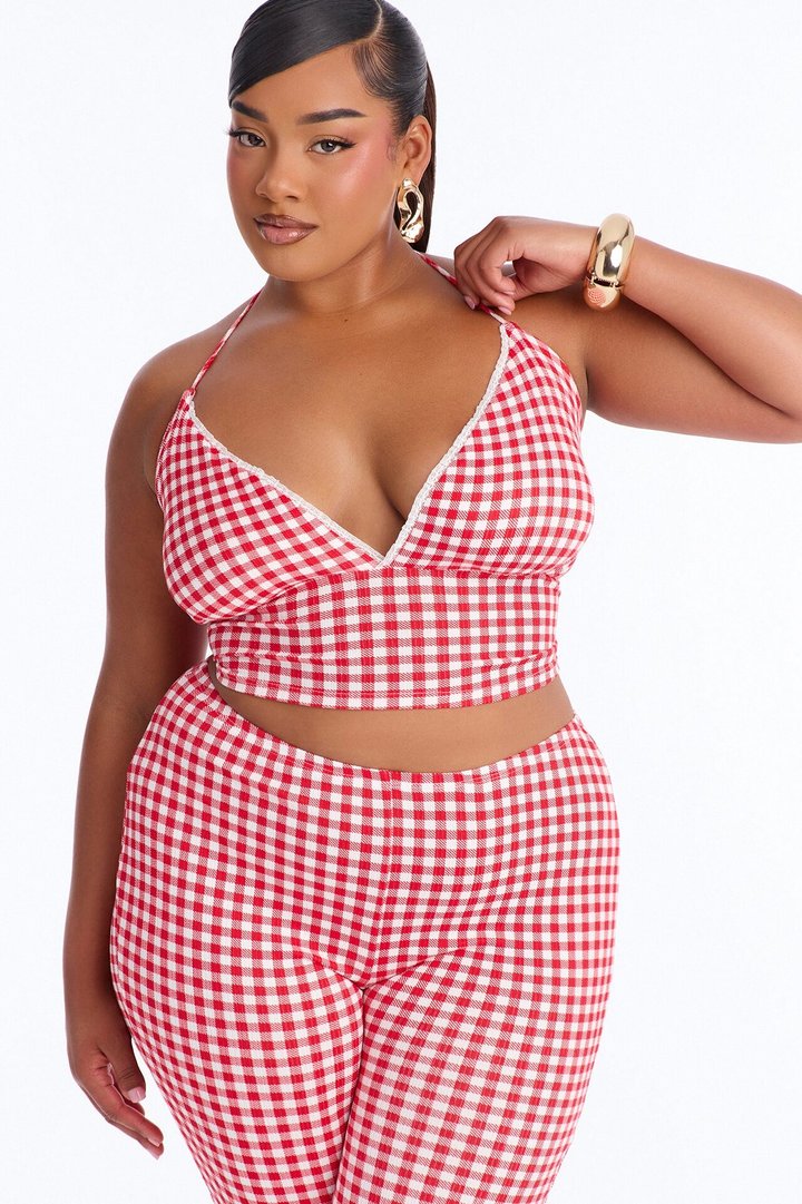 Willow Gingham Halter Capri Set - Red