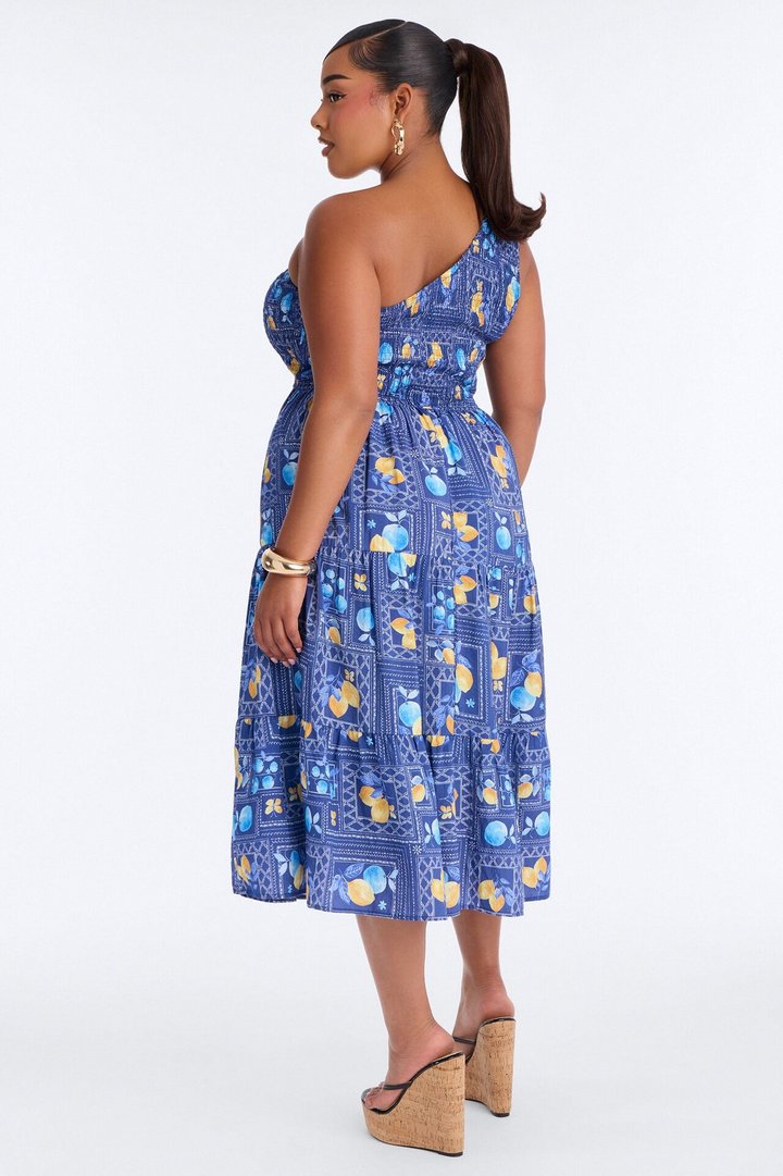 Peachy Keen Print Midi Dress - Blue/combo