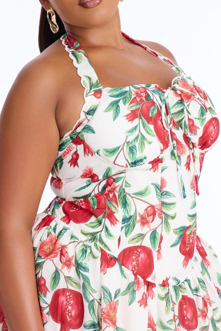 Tea Party Corset Waist Rayon Mini Dress - Red/White