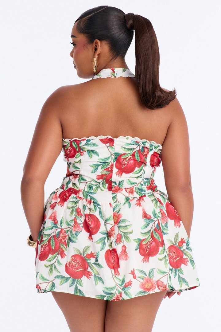 Tea Party Corset Waist Rayon Mini Dress - Red/White