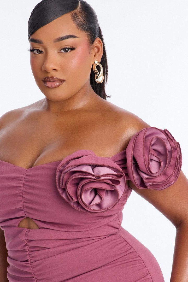 Rosalie Off Shoulder Mini Dress - Mauve
