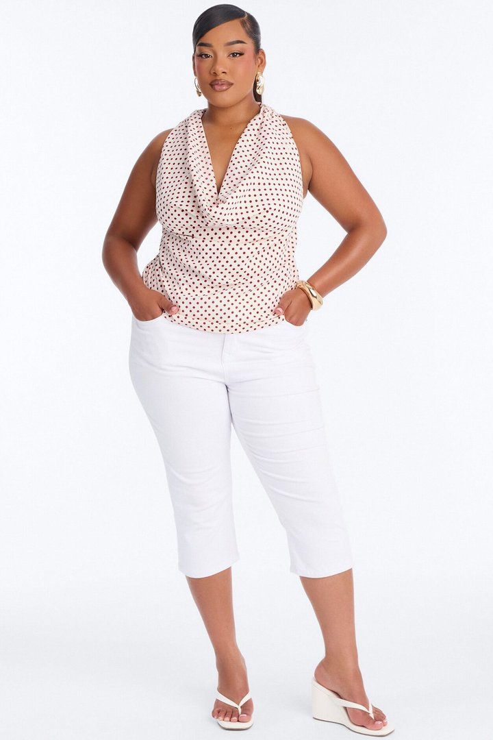 Tea Party Princess Polka Dot Airflow Halter Top - Cream/combo