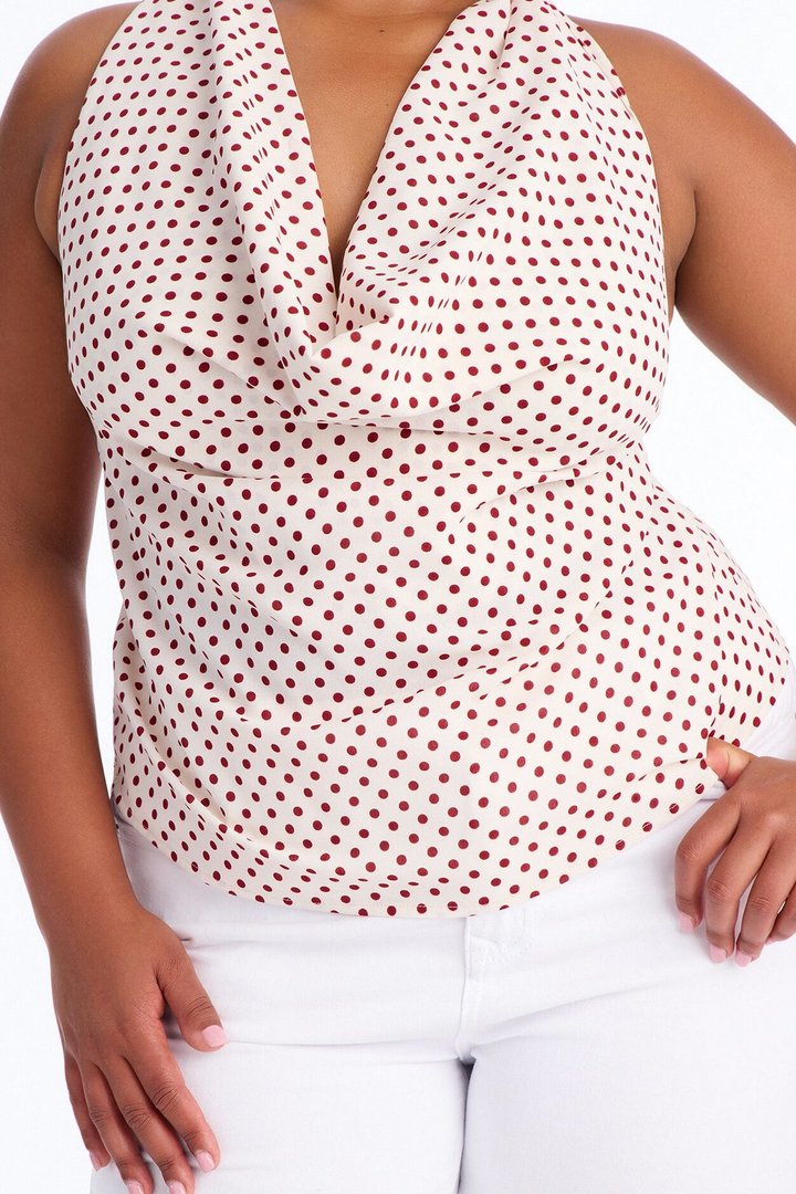 Tea Party Princess Polka Dot Airflow Halter Top - Cream/combo