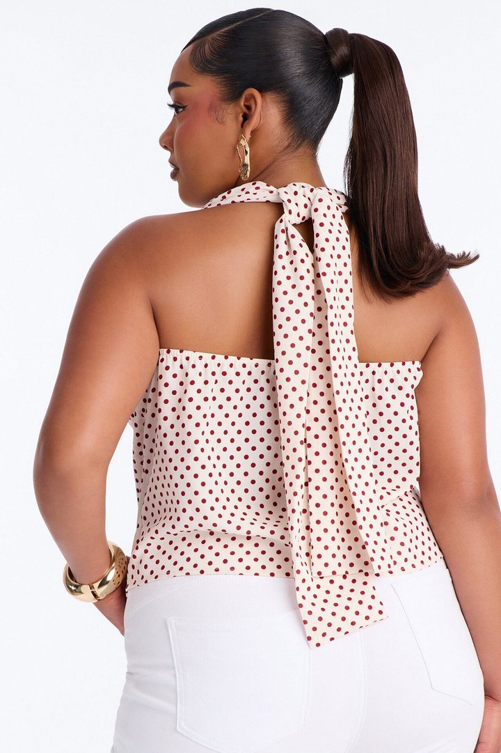 Tea Party Princess Polka Dot Airflow Halter Top - Cream/combo