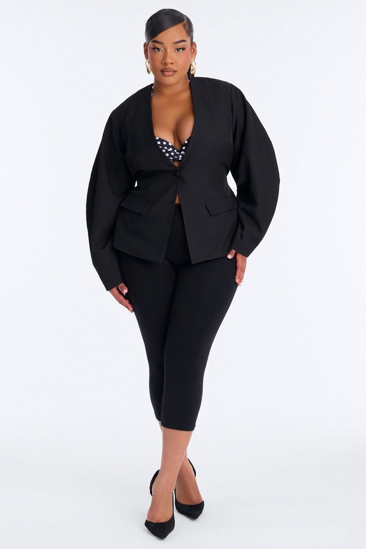Mariella Barrel Sleeve Blazer - Black