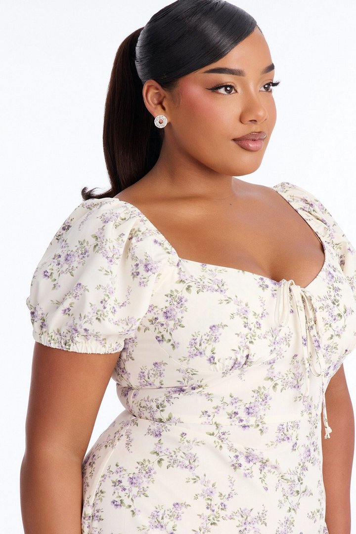 Monroe Floral Mini Dress - Cream/combo