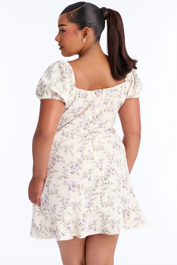 Monroe Floral Mini Dress - Cream/combo