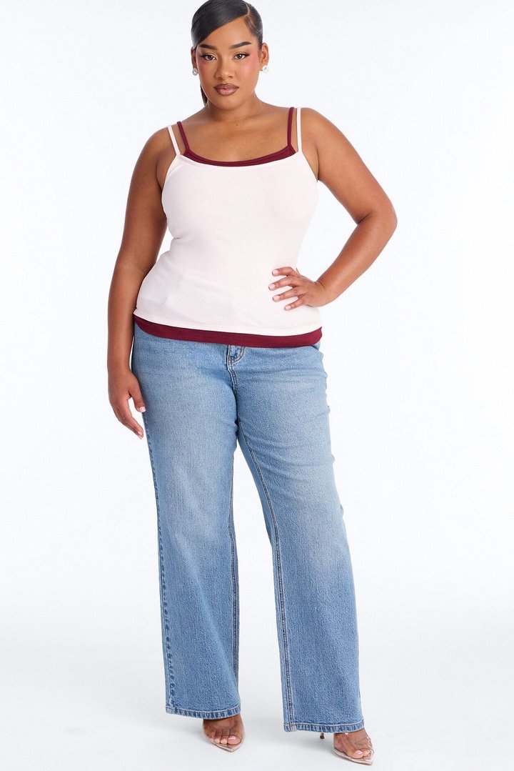 Soho Babe Double Layered Cami Top - Pink/combo