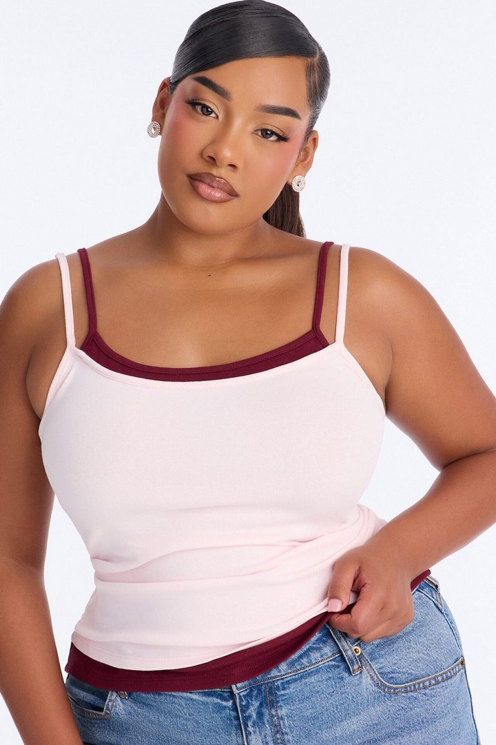 Soho Babe Double Layered Cami Top - Pink/combo