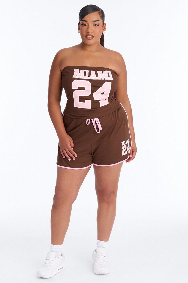 Miami 24 Ribbed Short Set - Brown