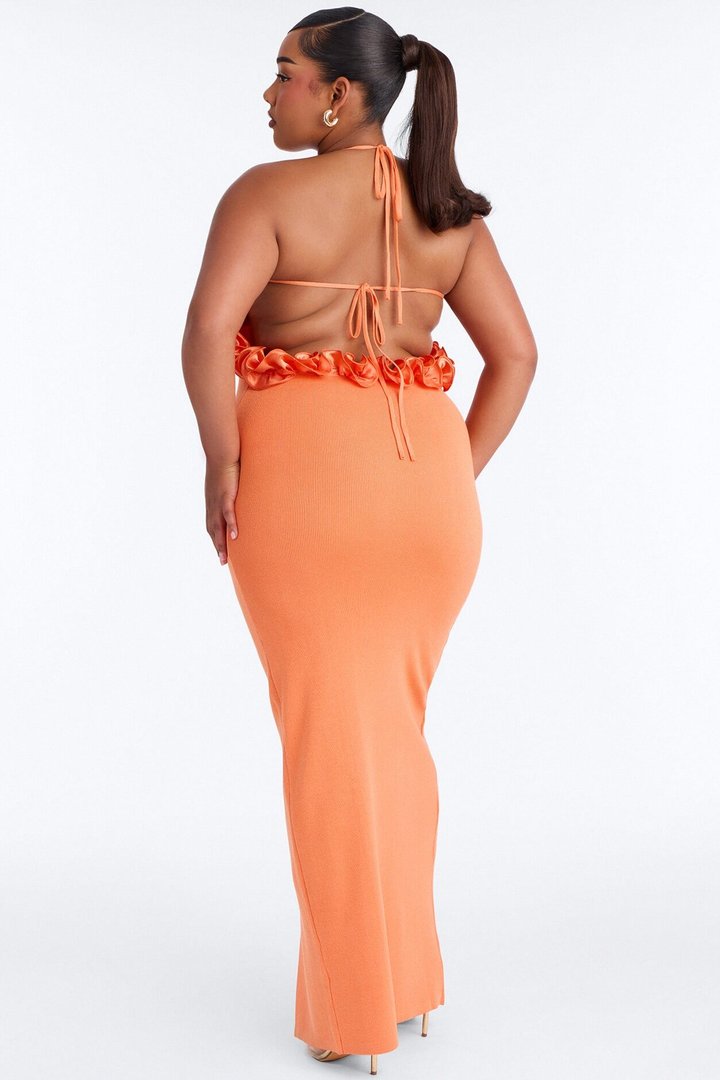 Runaway Ruffle Sweater Maxi Dress - Orange