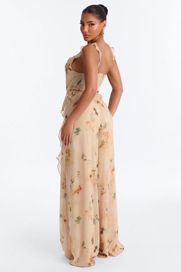 Paige Chiffon Floral Jumpsuit - Peach
