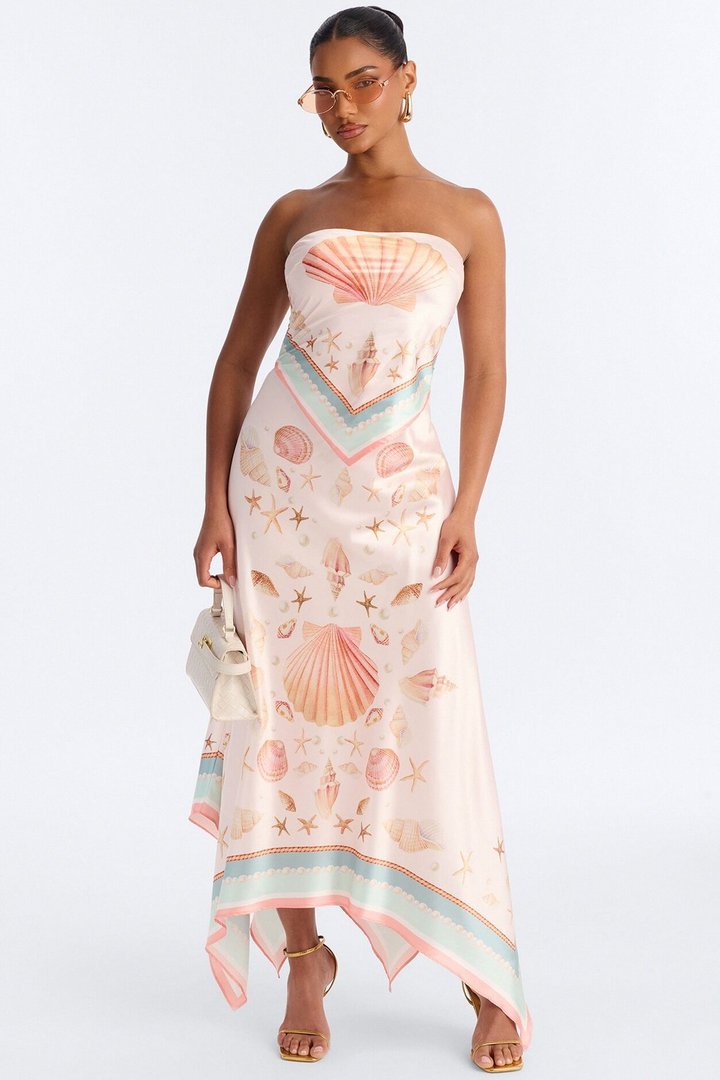 Coast Satin Maxi Dress - Peach/combo