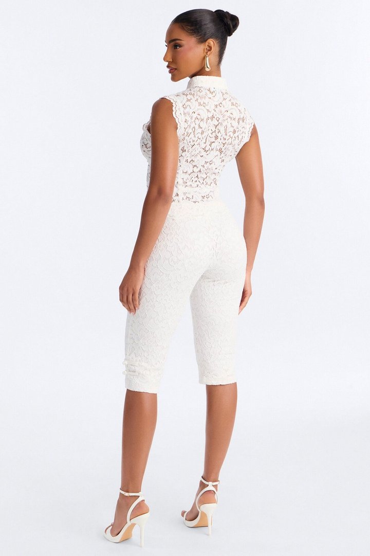 Le Fleur Lace Capri Set - White