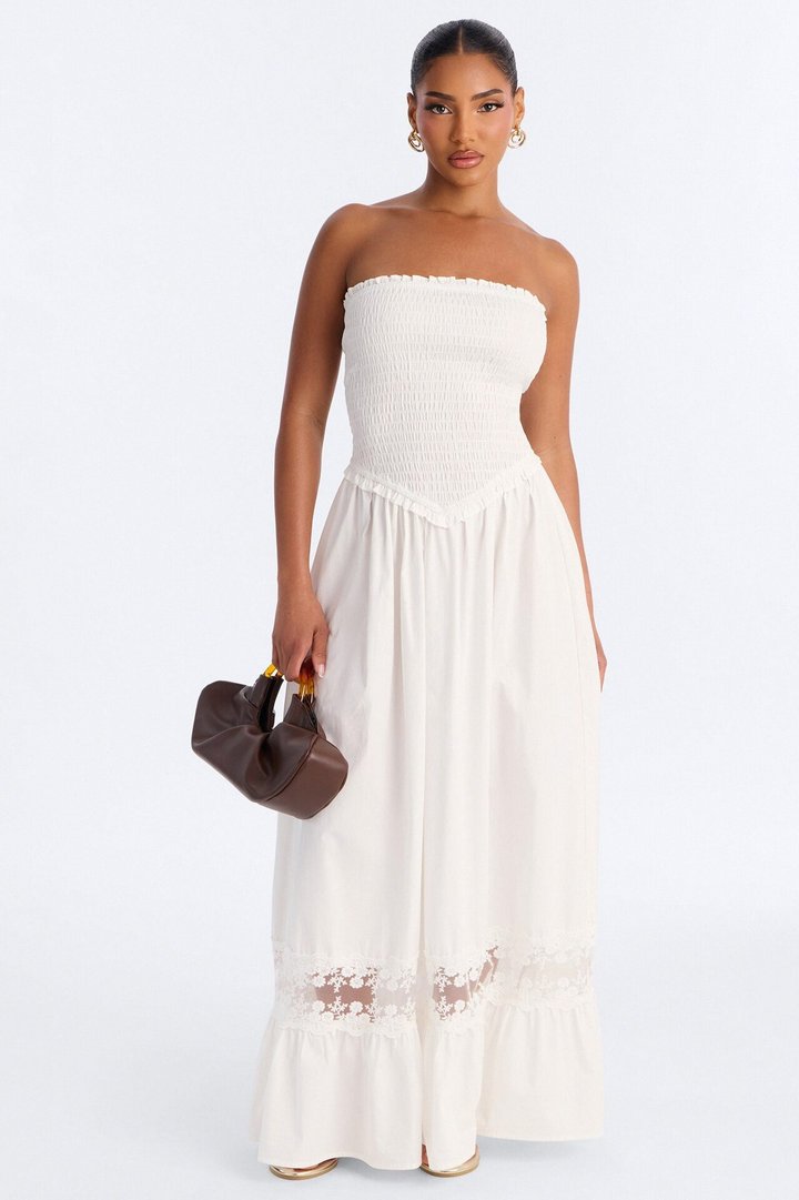 Keira Strapless Maxi Dress - White