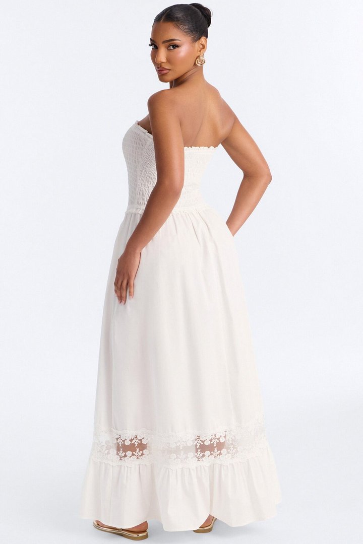 Keira Strapless Maxi Dress - White