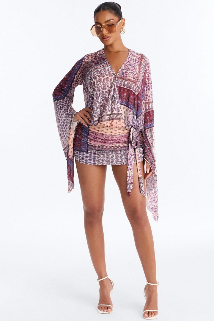 Wildflower Soul Mesh Mini Dress - Purple/combo