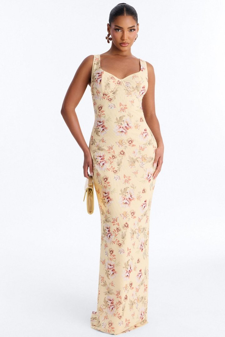 Gabby Underwire Mesh Maxi Dress - Yellow/combo