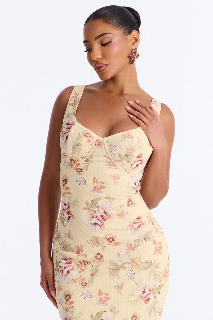 Gabby Underwire Mesh Maxi Dress - Yellow/combo